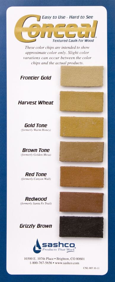 Conceal Caulk Color Chart - FREE Sashco