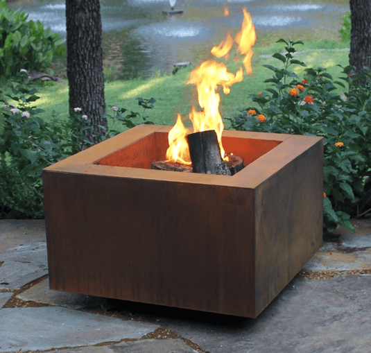 Square Cor-Ten Steel 30" Fire Pit - FREE SHIPPING! Western Log Home Supply