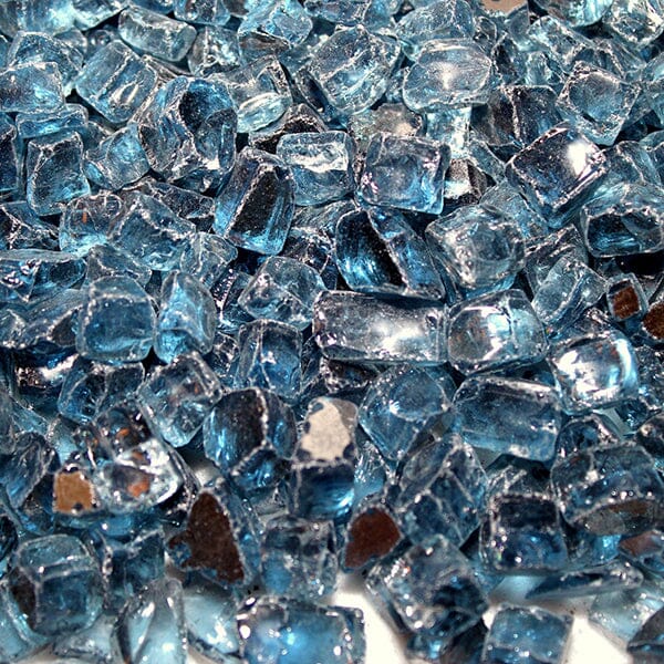 1/2 Inch Pacific Blue RF Fire Pit Glass Western Log Home Supply