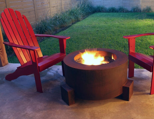 Round 30" Cor-Ten Steel Fire Pit - FREE Shipping! Western Log Home Supply