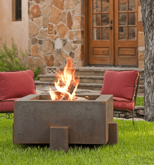 Square 38" Cor-Ten Steel Fire Pit - FREE SHIPPING! Western Log Home Supply