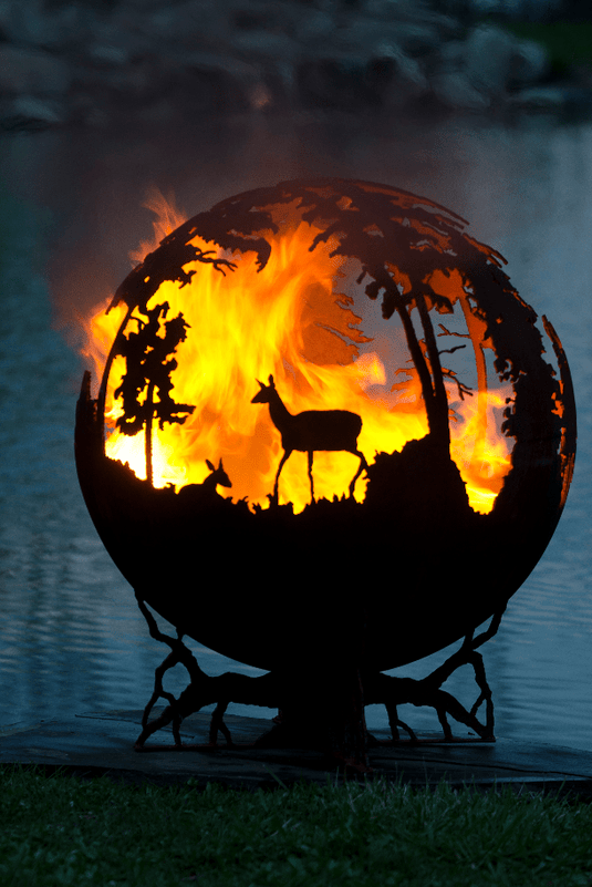 "Up North" Sphere Steel Fire Pit Western Log Home Supply