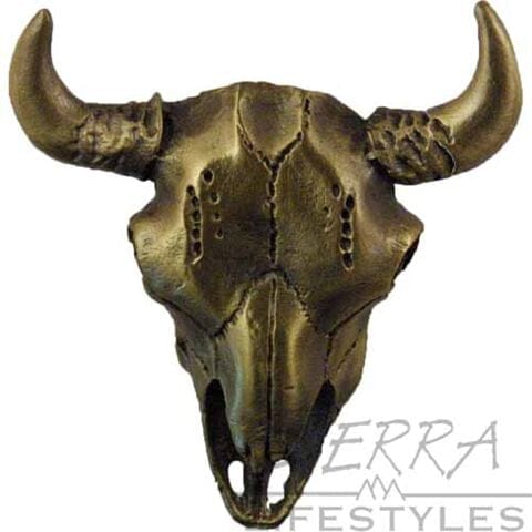 Buffalo Skull -Antique Brass Western Log Home Supply